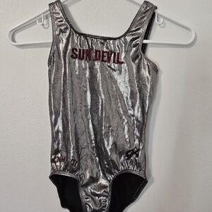 GK Sun Devils Gymnastics Leotard Child Medium Silver Camp ASU Dance